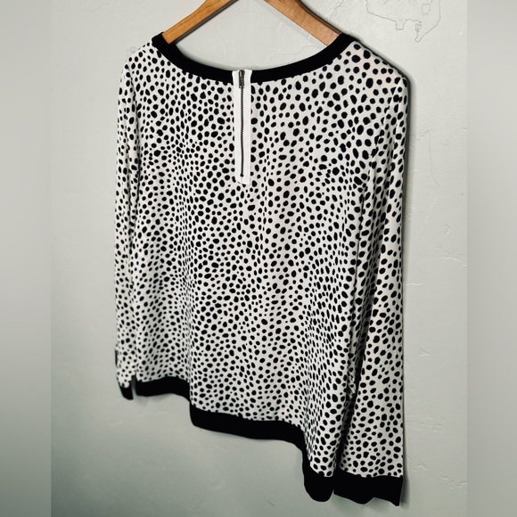 Ann Taylor Blouse Sheath Dalmatian Printed Black/White Exposed Zip Medium NEW - Picture 7 of 15